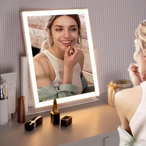 12-Inch Vanity Mirror with Lights, 3 Color Modes & Adjustable Brightness, Touch Control Makeup Mirror, Lighted Desk Mirror for Makeup and Vanity in Saudi Arabia