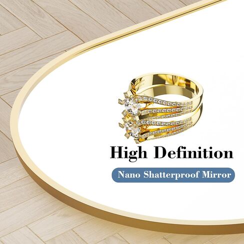 56"x15" Arched Full Length Mirror, Full Body Mirror with Leaning or Standing, Floor Standing Aluminum Frame for Bedroom, Livingroom, Cloakroom, Gold in Saudi Arabia