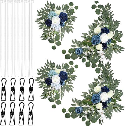 Hotop Wedding Arch Flowers Set of 4 Artificial Flower Swag Wedding Faux Floral Swag with 10 Cable Tie and 8 Clip for Party Welcome Signs Ceremony Reception Backdrop Decor(Dreamy Purple) in Kuwait