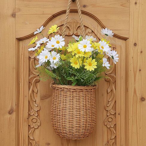 Artificial White Daisy Flowers, 6 Bundles 21" UV Resistant Outdoor Yellow and White Silk Daisies Flowers with Stems and Leaves Faux Greenery Shrubs Plants Arrangements for Home Garden Vase Decor in Saudi Arabia