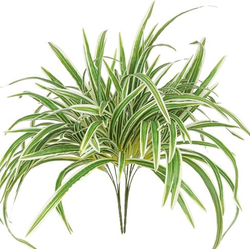 2 Packs Artificial Spider Plant Large 23.6In Fake Greenery Plants UV Resistant Outside Faux Plants Bushes for Indoor Table Outdoor Planter Decor (2) in Saudi Arabia