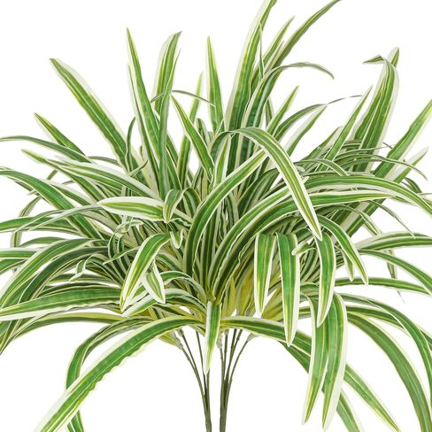 2 Packs Artificial Spider Plant Large 23.6In Fake Greenery Plants UV Resistant Outside Faux Plants Bushes for Indoor Table Outdoor Planter Decor (2) in Saudi Arabia