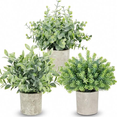 ZAIYW 3 Pack Small Fake Plants, Mini Potted Artificial Greenery Plants, Desk Plant Eucalyptus Rosemary for Indoor Home Office Table Shelf Farmhouse Bathroom Decor (Sage Green) in Saudi Arabia