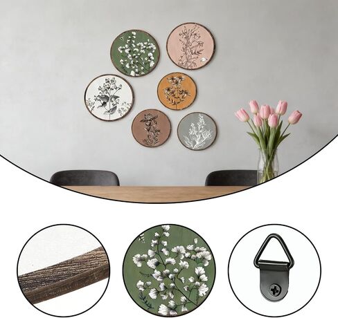 HPZIHYNAP Boho Plant Wall Art Set of 6 - Cute Aesthetic Wooden Wall Decor, Rustic Bohemian Hanging Prints for Bedroom, Living Room & Office in Saudi Arabia