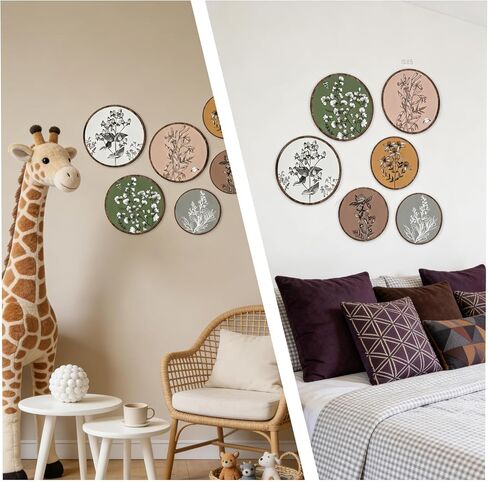 HPZIHYNAP Boho Plant Wall Art Set of 6 - Cute Aesthetic Wooden Wall Decor, Rustic Bohemian Hanging Prints for Bedroom, Living Room & Office in Saudi Arabia