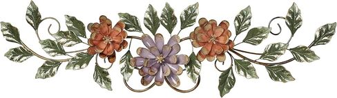 Touch of Class Spring Grace II Floral Metal Wall Topper Multi Pastel | Green, Mauve, Purple, Gold, Light Brown | Botanical Style Artwork for Bedroom, Living Room, Bathroom, Office in Kuwait