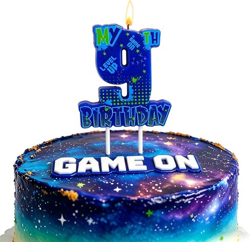 Video Game Birthday Number 9 Candle, 3.5 x3.2in Level Up Gamer 9th Birthday Cake Topper, Gaming Themed Party Decorations for Boys in Saudi Arabia