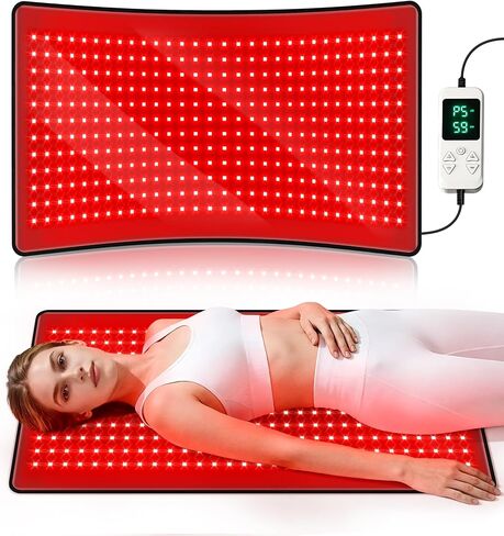 2026 Upgraded Red Light Therapy Mat 33" x 17", Medical-Grade TPU Red Light Therapy Pad for Body Pain Relief, 360 LEDs 660nm & 850nm Infrared Light Therapy Blanket for Back (Black) in Saudi Arabia