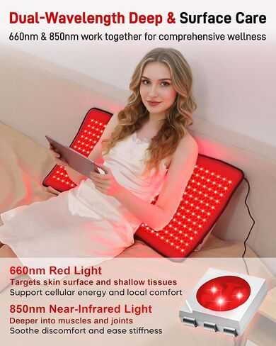 2026 Upgraded Red Light Therapy Mat 33" x 17", Medical-Grade TPU Red Light Therapy Pad for Body Pain Relief, 360 LEDs 660nm & 850nm Infrared Light Therapy Blanket for Back (Black) in Saudi Arabia