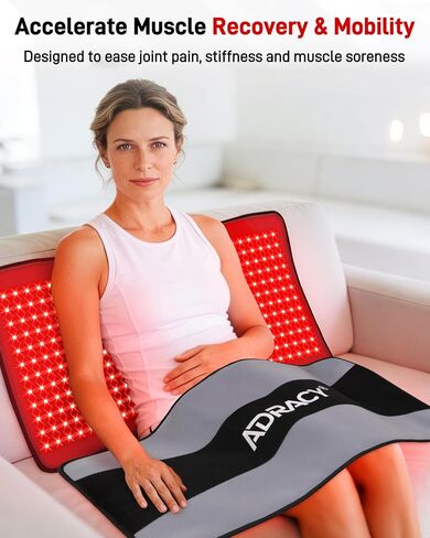 2026 Upgraded Red Light Therapy Mat 33" x 17", Medical-Grade TPU Red Light Therapy Pad for Body Pain Relief, 360 LEDs 660nm & 850nm Infrared Light Therapy Blanket for Back (Black) in Saudi Arabia