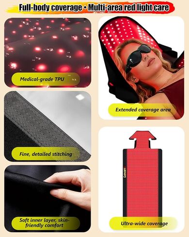 Red Light Therapy Mat for Full Body Pain Relief — 80"x33" Infrared Red Light Blanket with 1,510 (660nm & 850nm) LEDs | Ideal for Body | Recovery | Skin Health in Saudi Arabia