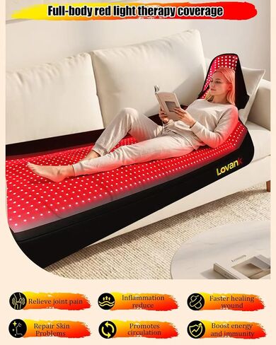 Red Light Therapy Mat for Full Body Pain Relief — 80"x33" Infrared Red Light Blanket with 1,510 (660nm & 850nm) LEDs | Ideal for Body | Recovery | Skin Health in Saudi Arabia