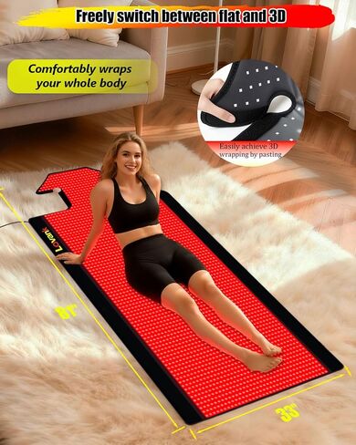 Red Light Therapy Mat for Full Body Pain Relief — 80"x33" Infrared Red Light Blanket with 1,510 (660nm & 850nm) LEDs | Ideal for Body | Recovery | Skin Health in Saudi Arabia
