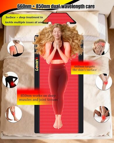 Red Light Therapy Mat for Full Body Pain Relief — 80"x33" Infrared Red Light Blanket with 1,510 (660nm & 850nm) LEDs | Ideal for Body | Recovery | Skin Health in Saudi Arabia