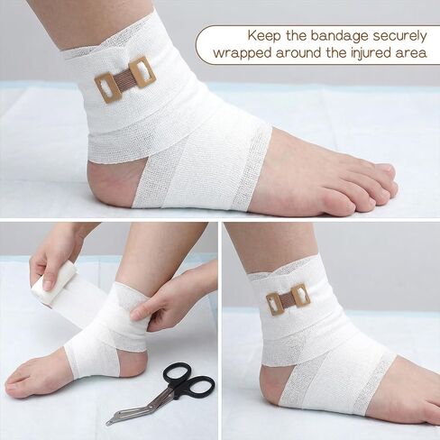 100 Pcs Ace Bandage Clips Only, Bandage Clips Skin Color 5.2" x 0.59" Aluminum & Elastic, Secure Fastening for Medical Wraps Bandages, Durable & Reusable in Saudi Arabia