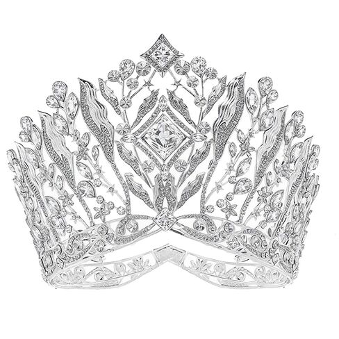 Luxury Tall Pageant Crown, Crystal Elegant Royal Queen Headband Princess Headpieces Bride Big Crowns and Tiaras Wedding Hair Accessories Prom Diadem for Women (Silver) in Saudi Arabia
