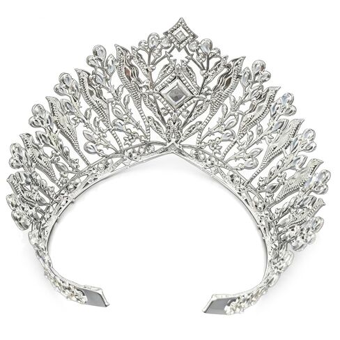 Luxury Tall Pageant Crown, Crystal Elegant Royal Queen Headband Princess Headpieces Bride Big Crowns and Tiaras Wedding Hair Accessories Prom Diadem for Women (Silver) in Saudi Arabia