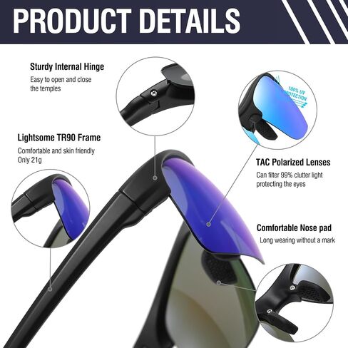 DUCO Sports Polarized Sunglasses for Men Ultralight TR90 Frame UV400 Protection for Driving Golf Fishing DS6006 in Kuwait