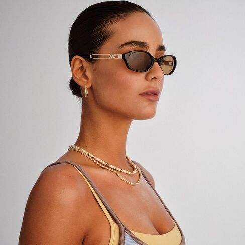 Le Specs Lunita Sunglasses - Black, Oval, Unisex, Minimalist Y2K Style in Saudi Arabia