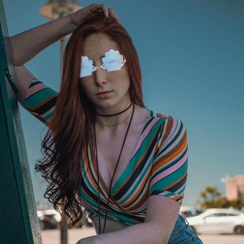 نظارة شمسية STOBOK على شكل صدفة للنساء بدون إطار مقاس 5.7X5.1 بوصة، نظارات خفيفة الوزن لحفلات الشاطئ وأسلوب الشارع in Kuwait