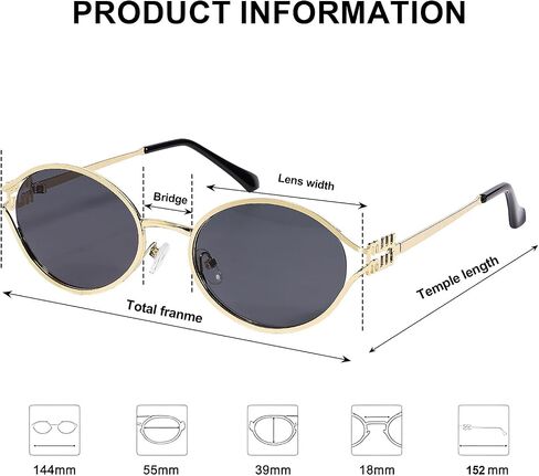 نظارات شمسية AICase Ozzy Merch Retro بيضاوية للنساء والرجال صغيرة في التسعينيات نظارات شمسية معدنية 2025 عصرية أنيقة مستديرة ظلال لطيف Miu Designer Sunies UV400 Protection_3 in Kuwait