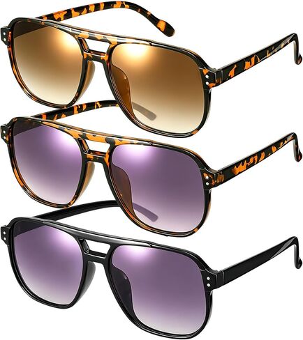 JATEBI Square Aviator Sunglasses for Women Men Retro Trendy Sun Glasses 70s Shades Plastic UV Protection in Kuwait