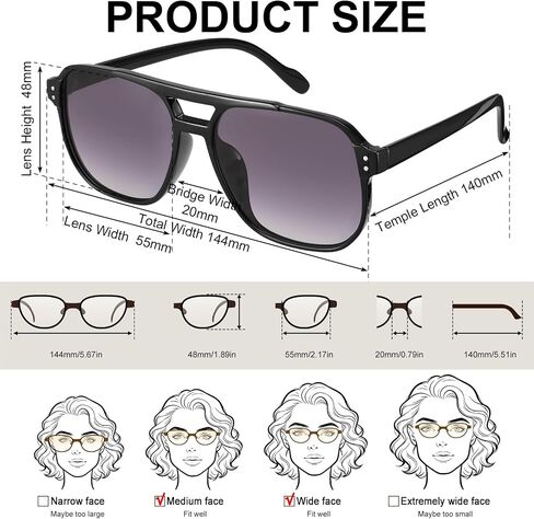 JATEBI Square Aviator Sunglasses for Women Men Retro Trendy Sun Glasses 70s Shades Plastic UV Protection in Kuwait