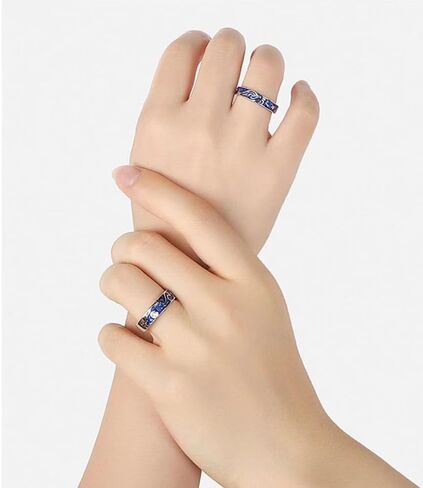 2Pcs Van Gogh Starry Sky Ring Set Couple Adjustable Ring Vintage Starry Moon Opening Ring for Women Men in Saudi Arabia