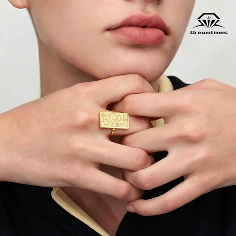 Dreamtimes "Iran e Man Engraved Ring for Women Men Stainless Steel Minimalist Persian Farsi Alphabet Ring Meaningful Middle Eastern Jewelry in Kuwait