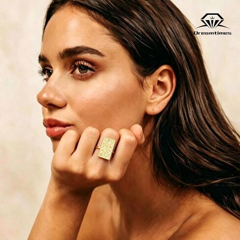 Dreamtimes "Iran e Man Engraved Ring for Women Men Stainless Steel Minimalist Persian Farsi Alphabet Ring Meaningful Middle Eastern Jewelry in Kuwait