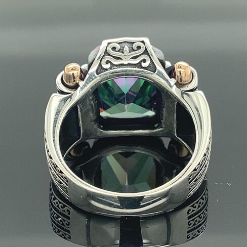 Man Mystic Topaz Ring, Handmade Ring, Turkish Handmade Silver Men Ring, Colorized Stone Ring, Gift for Him, 925k Sterling Silver in Saudi Arabia