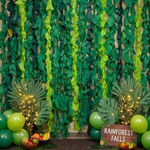 Hahafelt Rainforest Falls Decoration Jungle VBS Artificial Vines Leaf Backdrop DIY Kits with Scissors and Double-Sided Tape Hanging Rattan Leaves Falls Decoration Artificial Plants Tablecloths in Kuwait