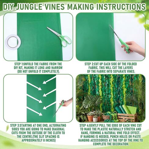 Hahafelt Rainforest Falls Decoration Jungle VBS Artificial Vines Leaf Backdrop DIY Kits with Scissors and Double-Sided Tape Hanging Rattan Leaves Falls Decoration Artificial Plants Tablecloths in Kuwait