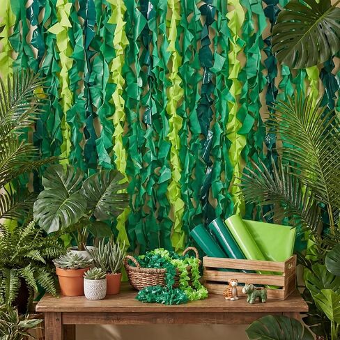 Hahafelt Rainforest Falls Decoration Jungle VBS Artificial Vines Leaf Backdrop DIY Kits with Scissors and Double-Sided Tape Hanging Rattan Leaves Falls Decoration Artificial Plants Tablecloths in Kuwait