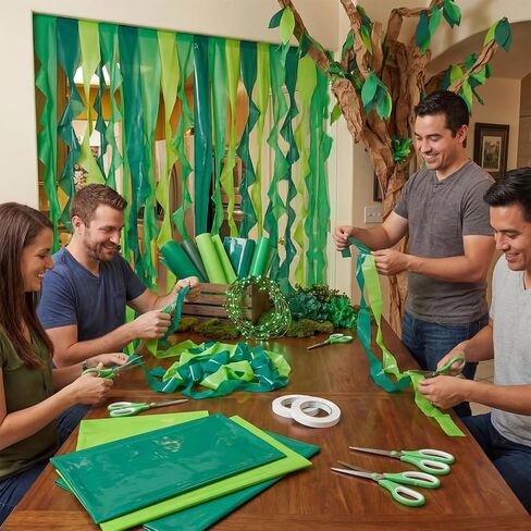Hahafelt Rainforest Falls Decoration Jungle VBS Artificial Vines Leaf Backdrop DIY Kits with Scissors and Double-Sided Tape Hanging Rattan Leaves Falls Decoration Artificial Plants Tablecloths in Kuwait