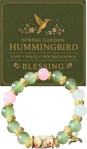 2026 Hummingbird Beads Bracelet for Women, New Beginning Peace Blessing Jewelry Spring Garden Beaded Bracelets Hummingbird Charm with Gift Box in Saudi Arabia