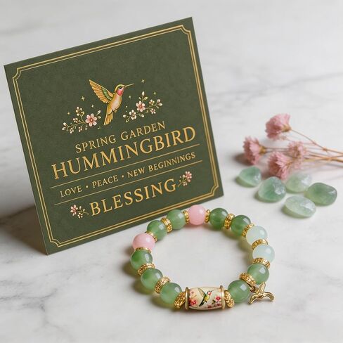 2026 Hummingbird Beads Bracelet for Women, New Beginning Peace Blessing Jewelry Spring Garden Beaded Bracelets Hummingbird Charm with Gift Box in Saudi Arabia