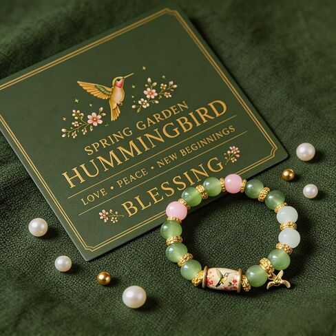 2026 Hummingbird Beads Bracelet for Women, New Beginning Peace Blessing Jewelry Spring Garden Beaded Bracelets Hummingbird Charm with Gift Box in Saudi Arabia