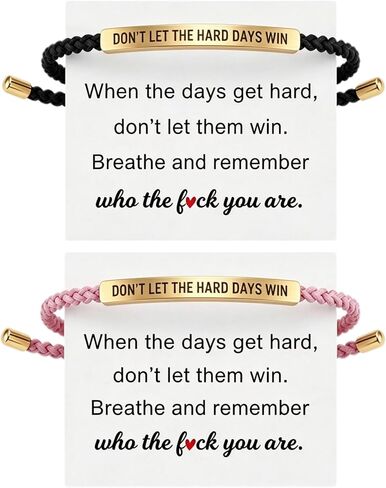 2 Pcs Don't Let The Hard Days Win Bracelet - Adjustable Inspirational Motivational Wrap Bracelet for Women Men - Encouragement Gift Set for Best Friend, Birthday, Graduation or Everyday Wear in Kuwait