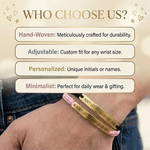2 Pcs Don't Let The Hard Days Win Bracelet - Adjustable Inspirational Motivational Wrap Bracelet for Women Men - Encouragement Gift Set for Best Friend, Birthday, Graduation or Everyday Wear in Kuwait