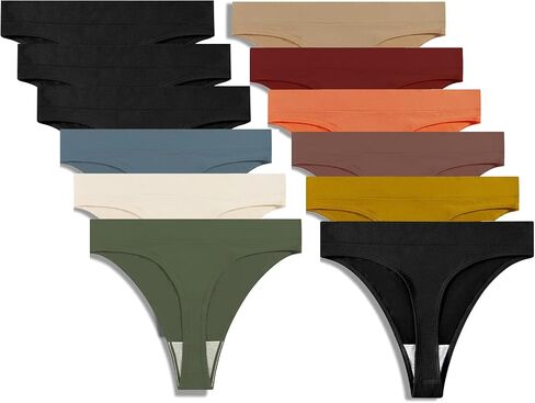 GRANKEE Women's High Waisted Breathable Seamless Thong Panties,No Show Workout Underwear,Comfortable Cotton Crotch,12 Pack (GWU KPY S) in Saudi Arabia