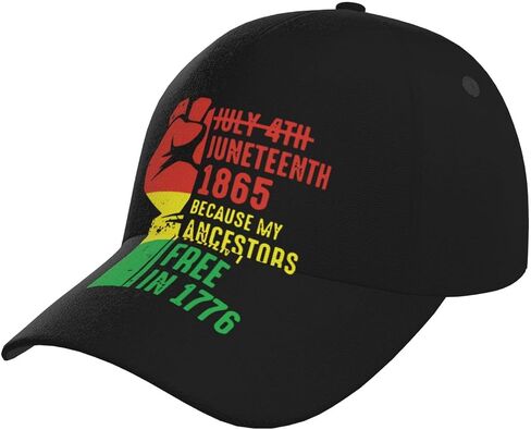 Cute Juneteenth Baseball Cap Adjustable Snapback Hat Juneteenth Print Sun Hats for Men Women in Kuwait