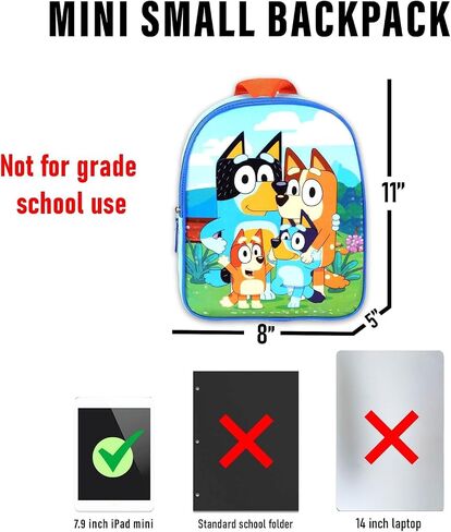 حقيبة ظهر صغيرة من Bluey مع مجموعة حقيبة غداء - حزمة مع حقيبة مدرسية مقاس 11 بوصة، وصندوق غداء، وزجاجة مياه، وملصقات، والمزيد | حقيبة ظهر صغيرة Bluey للأطفال والفتيات in Kuwait