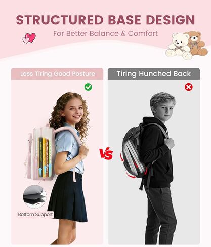 LOVEVOOK Cute School Backpack for Girls Ages 8-14, Bookbag with Plush Bear & Clear Display Pocket, Fits 15.6 Inch Laptop & 40oz Tumbler, Back to School Backpack for Elementary & Middle School in Kuwait