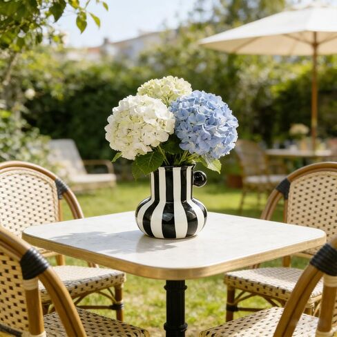Black and White Striped Ceramic Vase, 5.12-inch Decor Vases with Large Caliber and Big Belly, Minimalist Style for Holiday and Wedding Decoration Desktop 0rnaments, Visual Impact Porcelain in Saudi Arabia