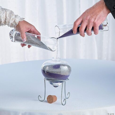 Fun Express Unity Sand Wedding Ceremony Set – Heart-Shaped Glass Sands Ceremonys Kit with Heart Vases & Metal Stand | Complete 4-Piece Wedding Set for Unity Keepsake Display in Saudi Arabia