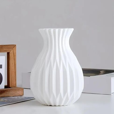 1 PC Nordic Flower Vase Imitation Ceramic Plastic Flower Vase Living Room Desktop Decoration Wedding Centerpiece Arrangement in Kuwait