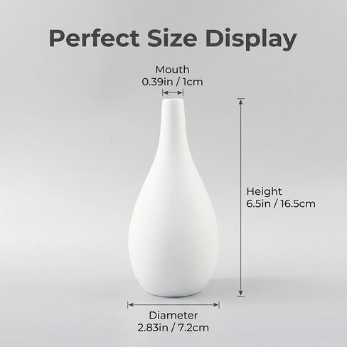 6.5Inch White Small Ceramic Bud Flower Vases Mini Narrow Neck Decorative Floral Vases Table Centerpiece for Home Decor Wedding Party Decorations in Kuwait