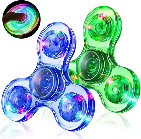 Gigilli Fidget Spinners for Kids 2 Pack, Light up Sensory Fidget Toys for Adults Kids 4-8-12, Easter Stuffers Glow in The Dark Fidget Toys for ADHD Autism Kids 5-7 Boys Girls Classroom Prizes Fidgets in Kuwait