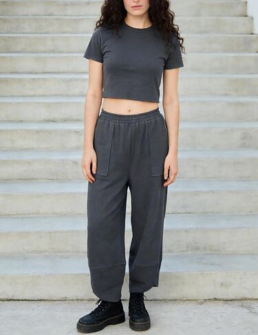 Womens Baggy Wide Leg Pants Summer Casual Elastic Waist Palazzo Harem Pants with Pockets (4S-Darkgrey-XXL) in Saudi Arabia